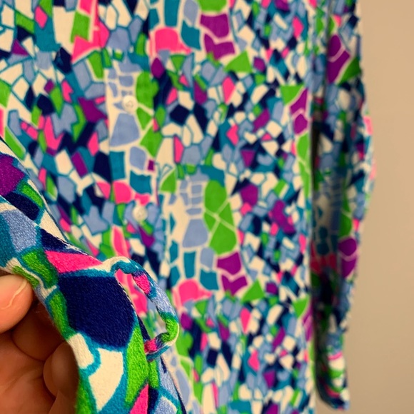 Vintage Bright Mosaic 100% Acrylic Women’s Small Button Down - Picture 7 of 8